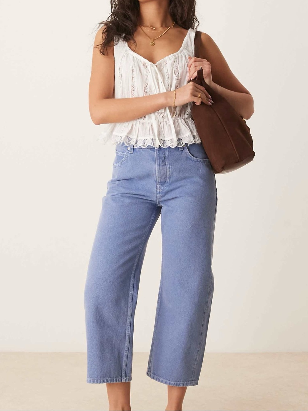 We The Free Deep Trance Mid Rise Wide Leg Barrel Jeans Ocean Blue Denim Size 30